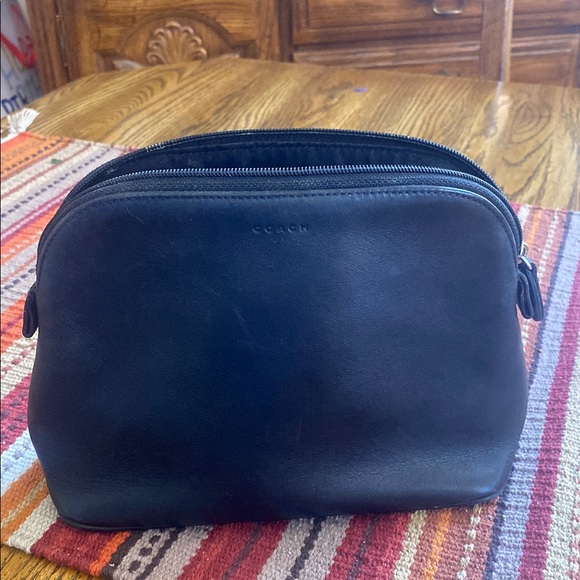 Coach Black Leather Toiletry Bag with Dome Shape - Picture 1 of 9